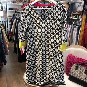 SARAH CAMPBELL Black & White Shift Dress